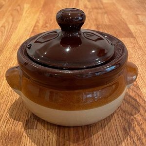 Vintage Brown Ceramic Bowl / Dish with Lid